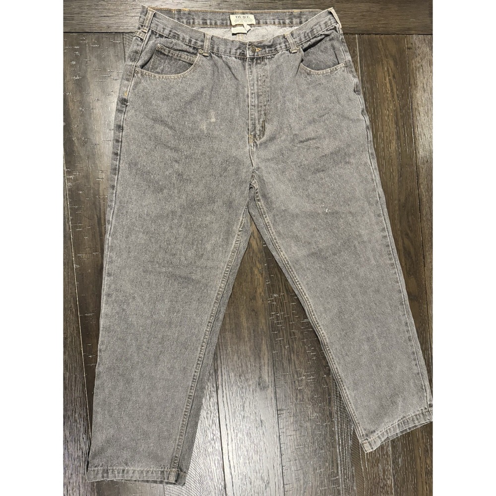 Duke Authentic Fit Men's Gray Acid Wash Straight Leg Denim Jeans Regular Fit